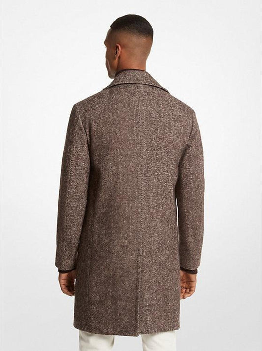 Herringbone Wool Blend Peacoat