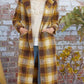 Longline Plaid Coat In Yellow Plaid