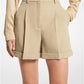 Wool Gabardine Pleated Cuff Shorts