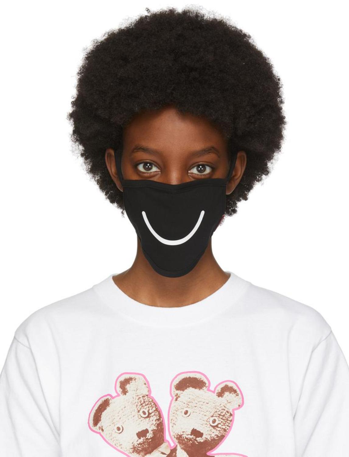 Three-Pack Black Smiley Face Masks