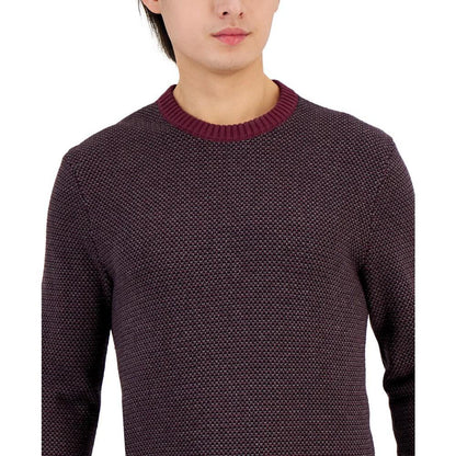 Men's Slim Fit Long-Sleeve Novelty Stitch Crewneck Sweater