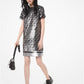 Sequined Logo Georgette T-Shirt Dress