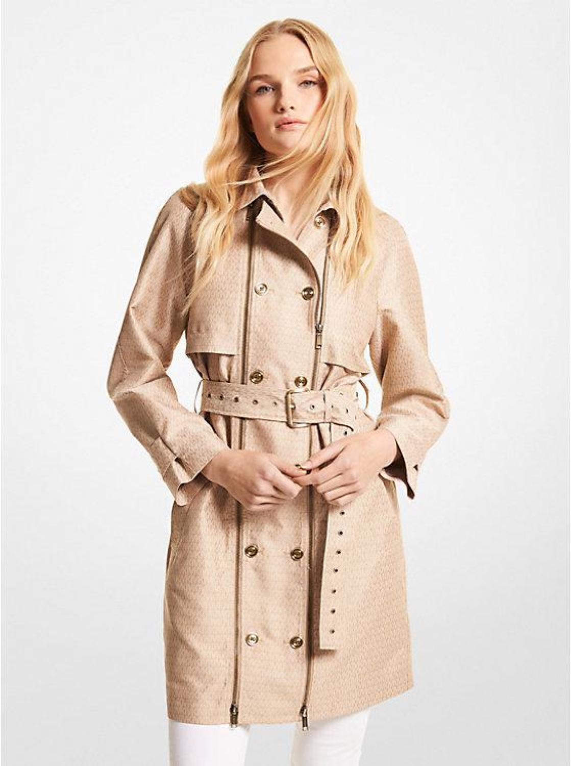 Logo Jacquard Double-Zip Trench Coat