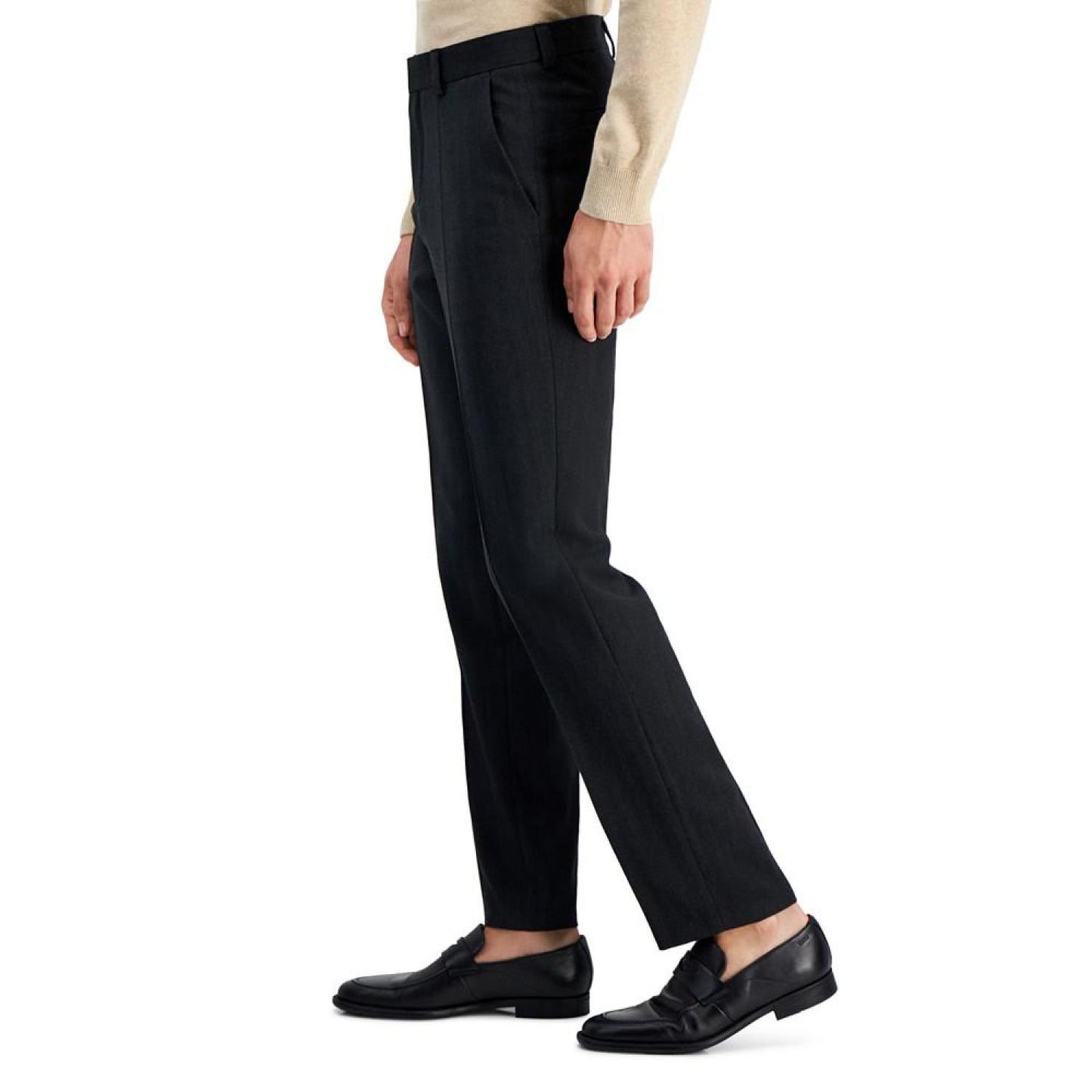 Men's Modern-Fit Charcoal Herringbone Suit Trousers
