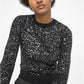 Sequined Tweed Crewneck Sweater