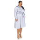 Trendy Plus Size Pinstriped Satin Shirtdress