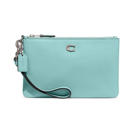 Polished Pebble Leather Small Zip-Top Wristlet