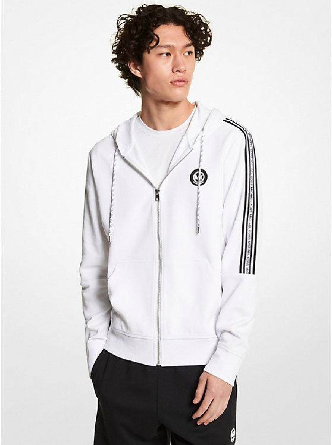 Logo Tape Cotton Blend Zip-Up Hoodie