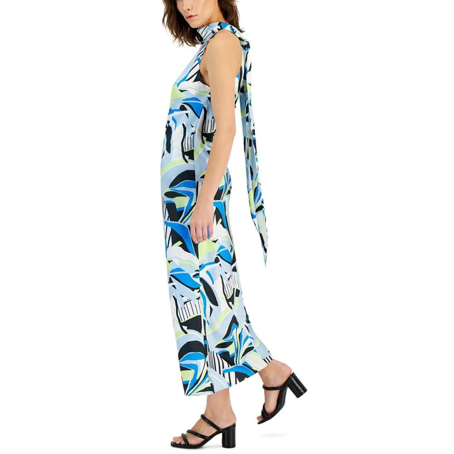 Women's Halter-Style Printed Sleeveless Midi Dress