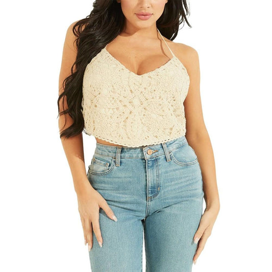 Women's Amber V-Neck Sleeveless Tie-Back Lace Top
