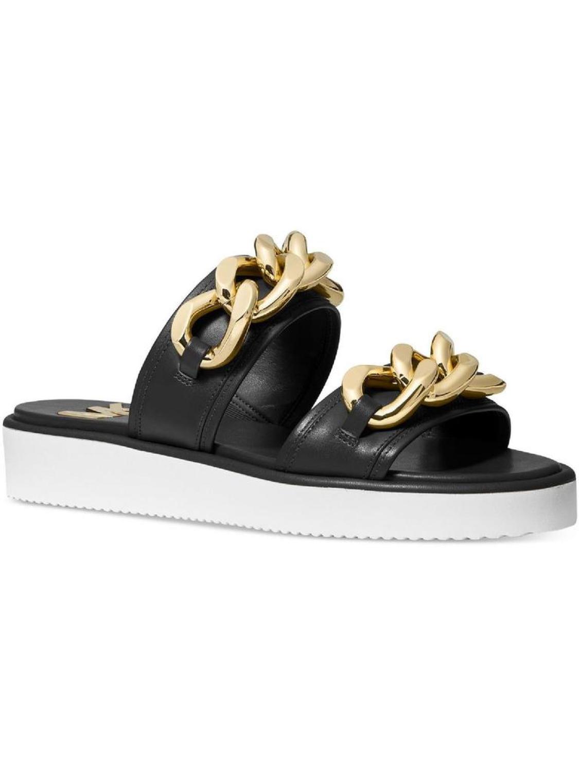 Scarlett Double Band Womens Leather Chains Slide Sandals