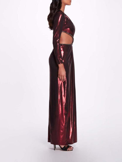 Side Cut-out Metallic Gown