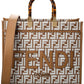 FENDI Sunshine Medium Raffia & Leather Tote