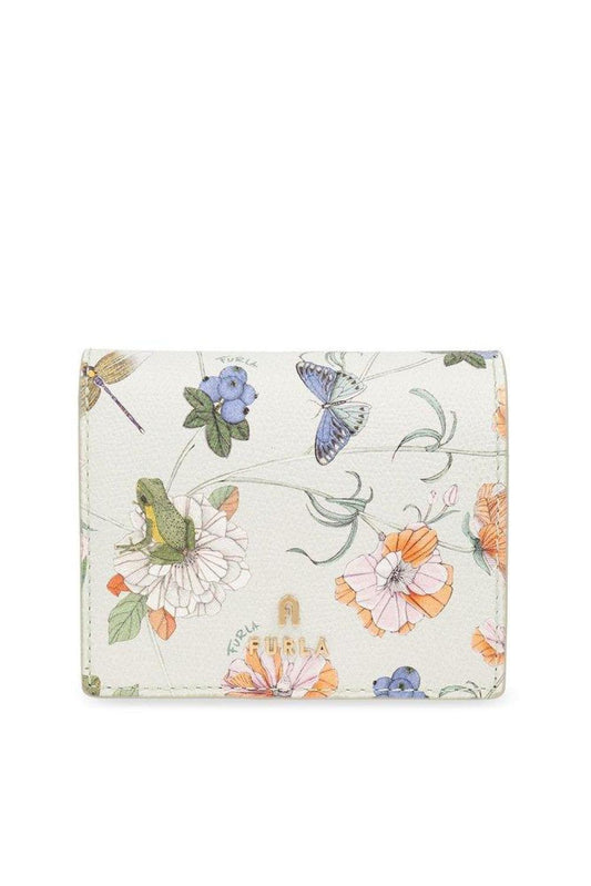 Furla Camelia Logo Plaque Floral Printed Small Wallet