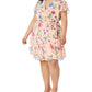 Plus Size Floral Belted Crinkle Georgette Dress