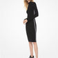 Logo Tape Ribbed Knit Zip Dress