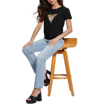 Women's Cotton Studded Logo T-Shirt