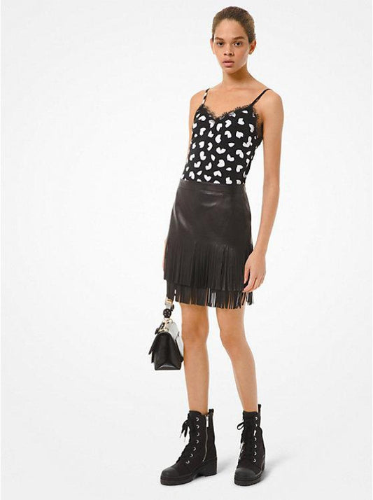 Fringed Leather Skirt