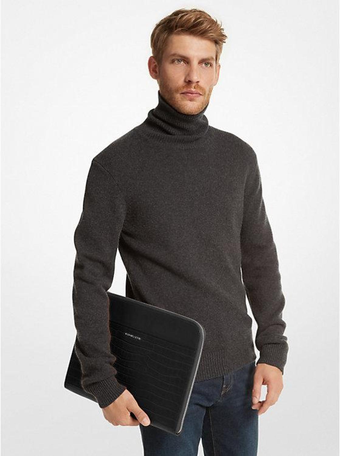 Hudson Crocodile Embossed Leather Laptop Case