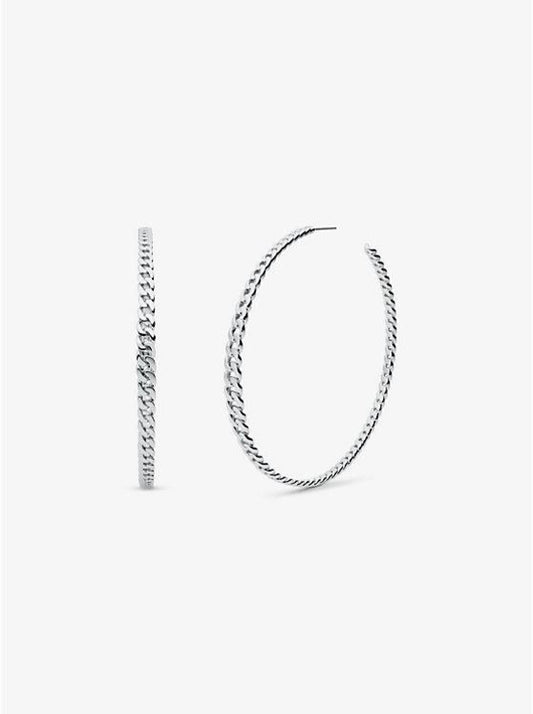 Precious Metal-Plated Brass Curb Link Hoop Earrings
