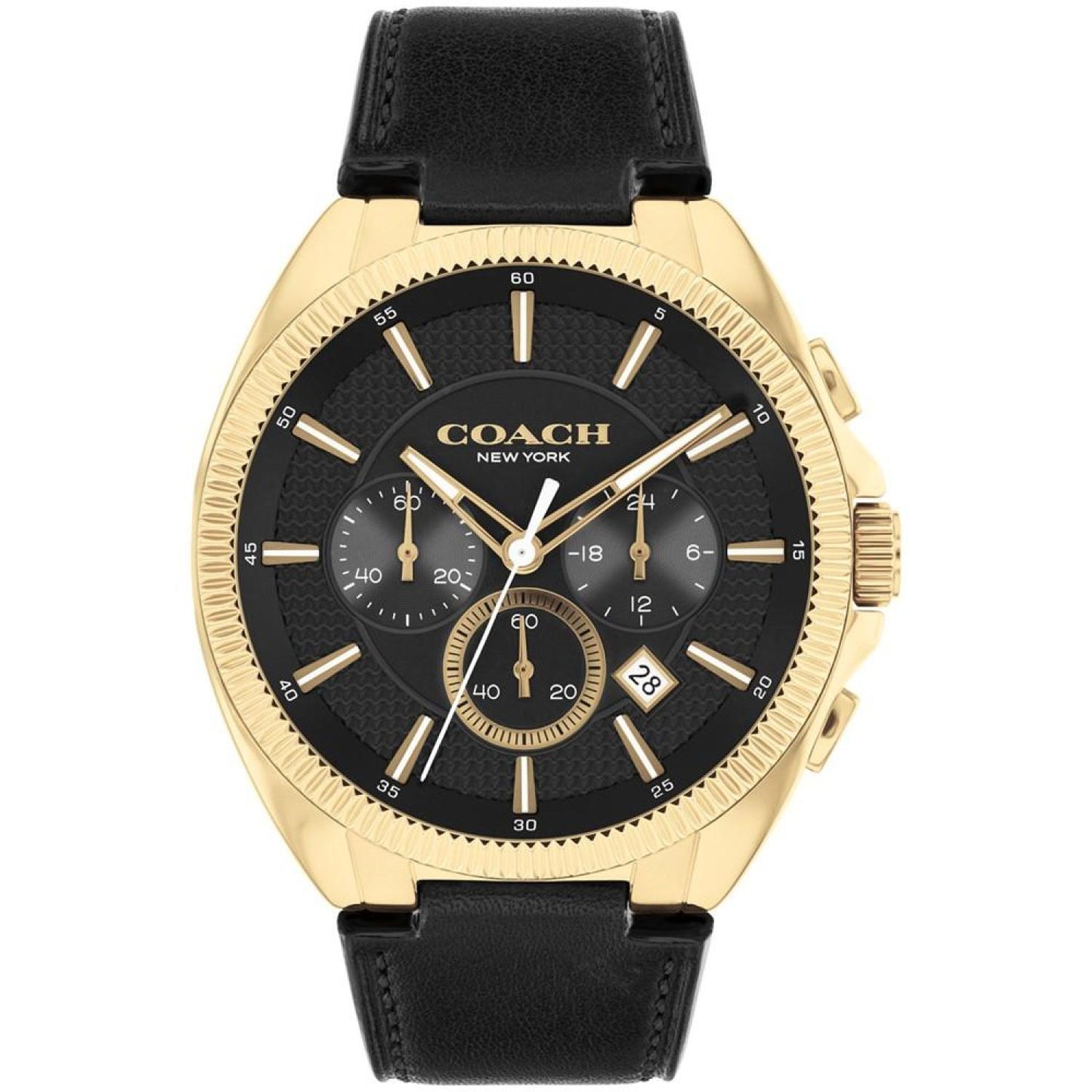 Men's Jackson Black Leather Strap Watch 45mm