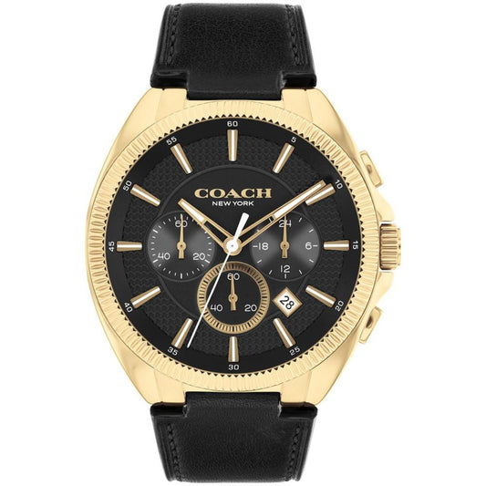 Men's Jackson Black Leather Strap Watch 45mm