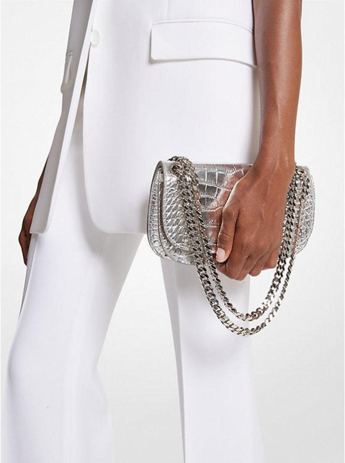 Christie Mini Crocodile Embossed Leather Envelope Bag