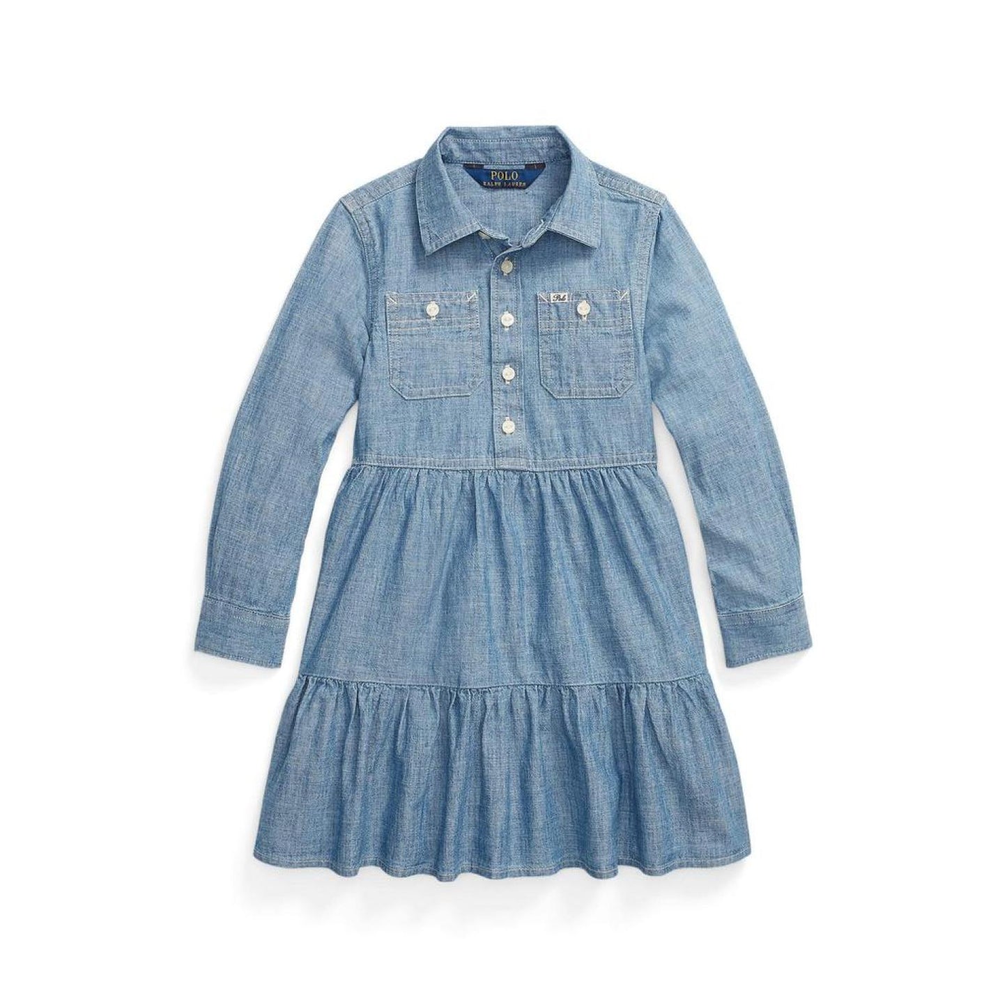 Tiered Chambray Shirtdress (Little Kids)