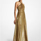 Leopard Metallic Fil Coupé Halter Gown