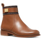 PADMA STRAP FLAT Womens Leather Stacked Heel Booties