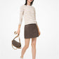 Logo Print Pebbled Leather Mini Skirt