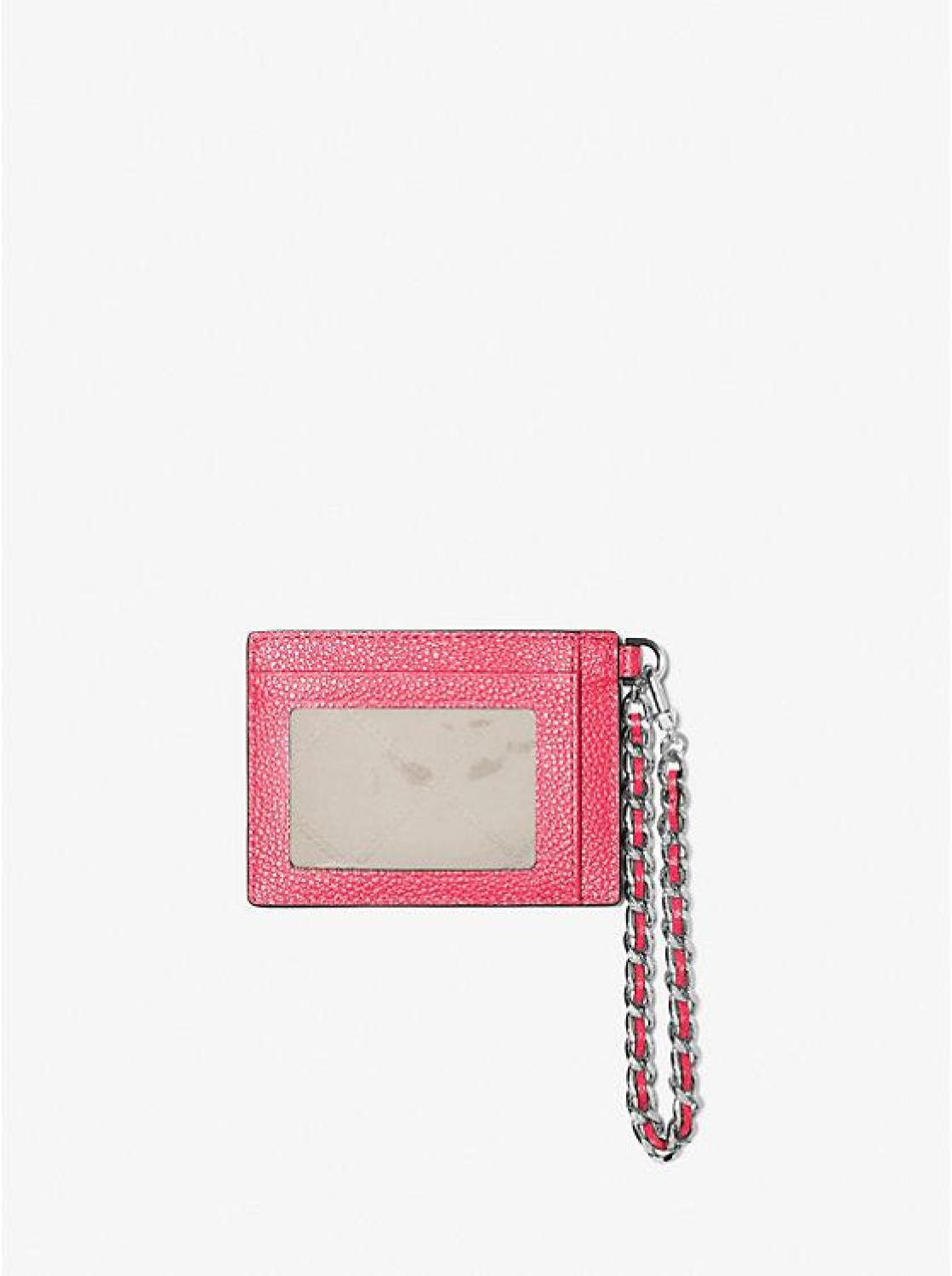 Small Pebbled Leather Chain Card Case