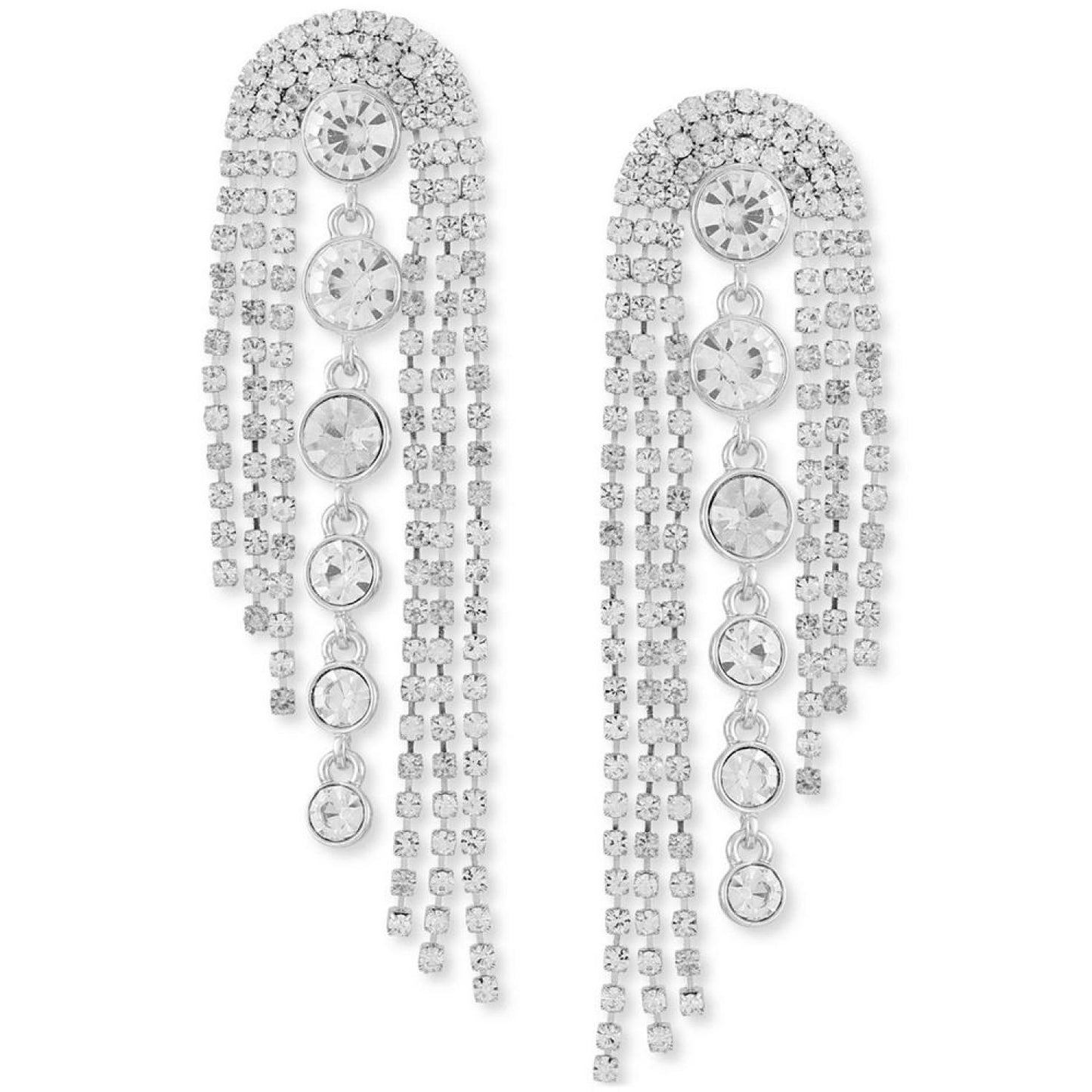 Crystal & Rhinestone Chain Fringe Statement Earrings