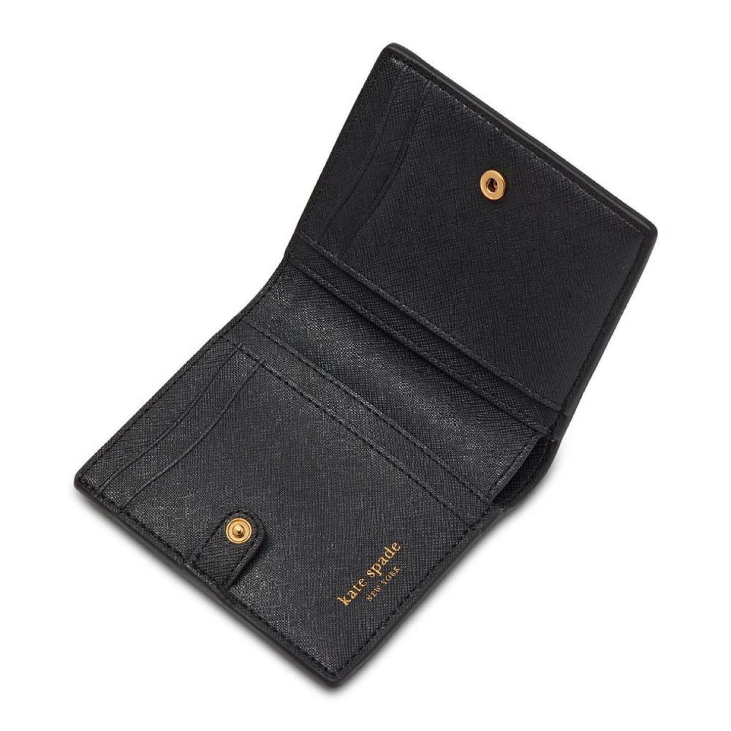 Morgan Bedazzled Bow Saffiano Leather Small Bifold Wallet
