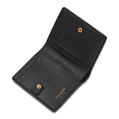 Morgan Bedazzled Bow Saffiano Leather Small Bifold Wallet