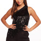 Sequin One-Shoulder Top
