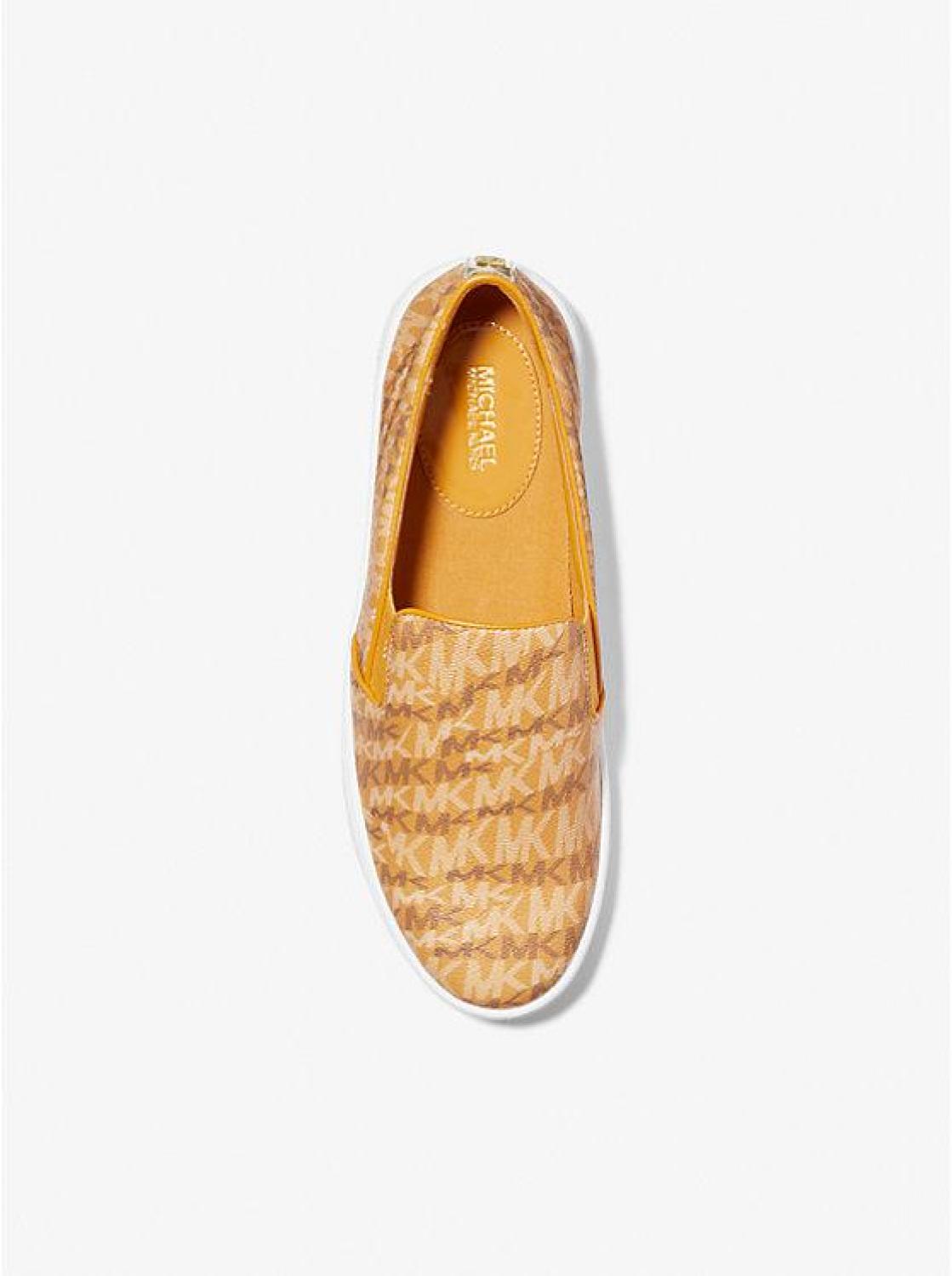 Keaton Animal Logo Print Leather Slip-On Sneaker