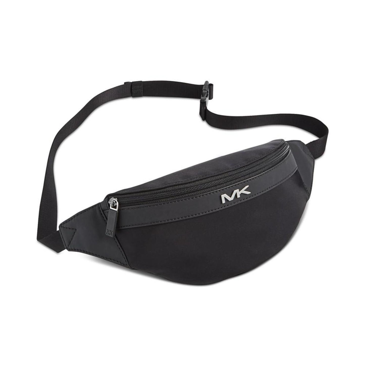 Men's Solid Nylon Belt Bag with Faux-Leather Trim