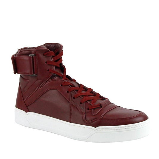 Gucci Men's High Top Strong  Leather Sneakers With Strap