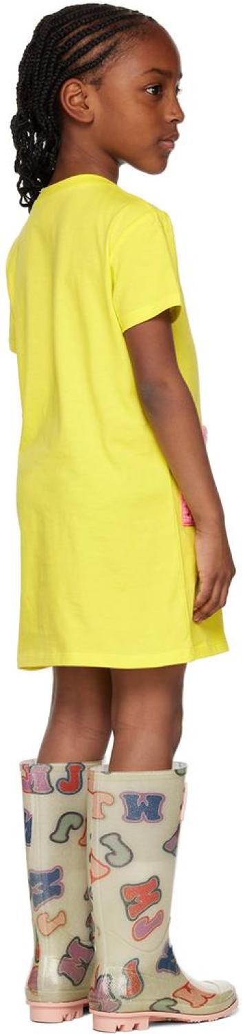 Kids Yellow Crochet Pocket Dress