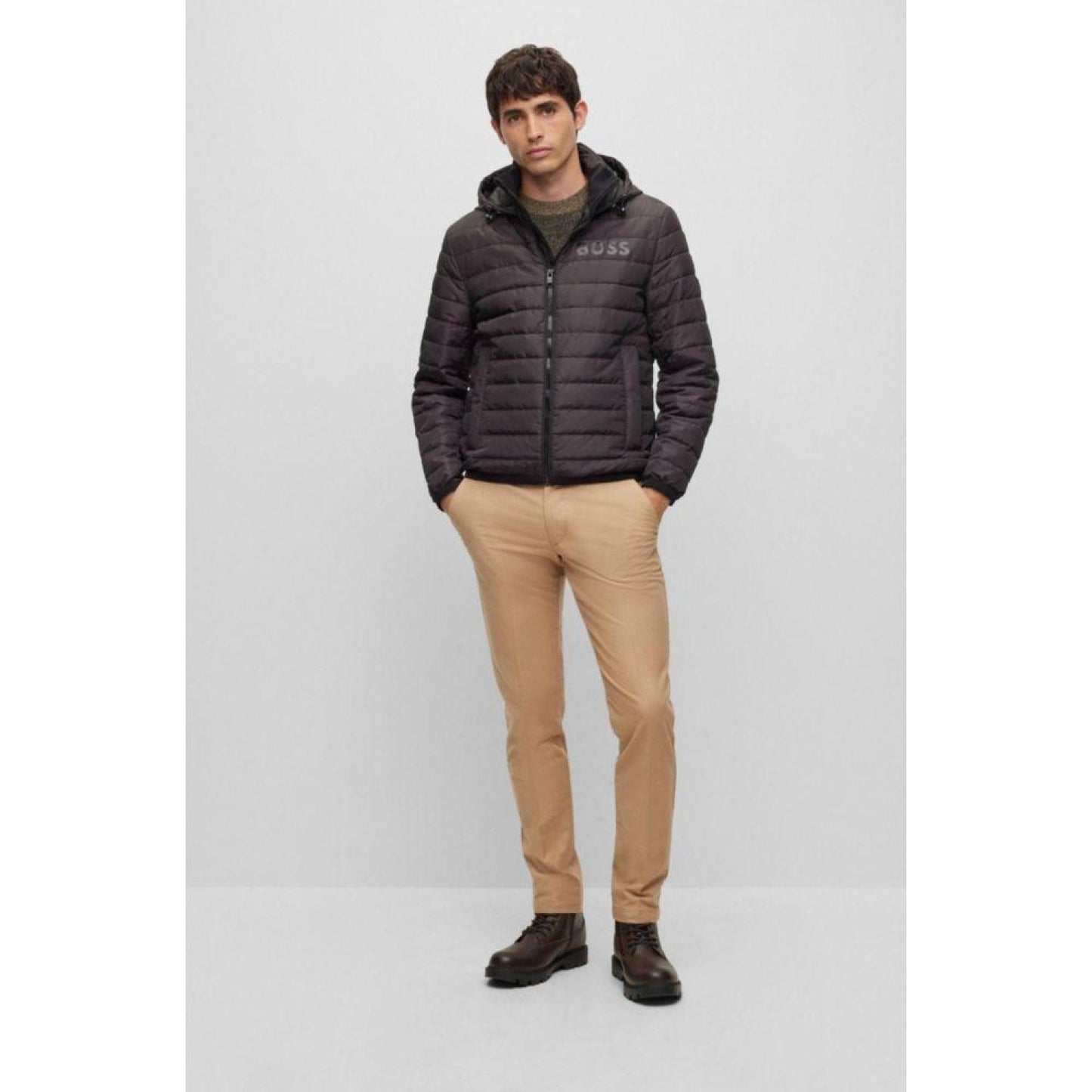 Water-repellent padded jacket with tonal logo