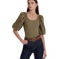 Stretch Cotton Puff-Sleeve Tee