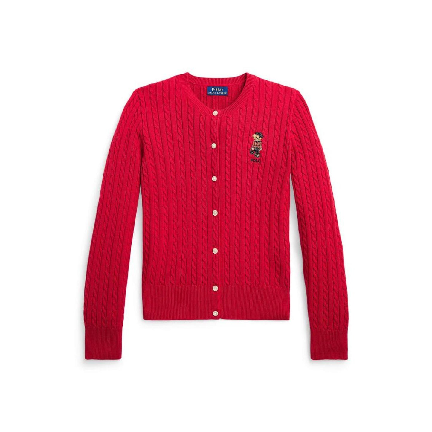 Polo Bear Mini-Cable Cotton Cardigan (Big Kids)