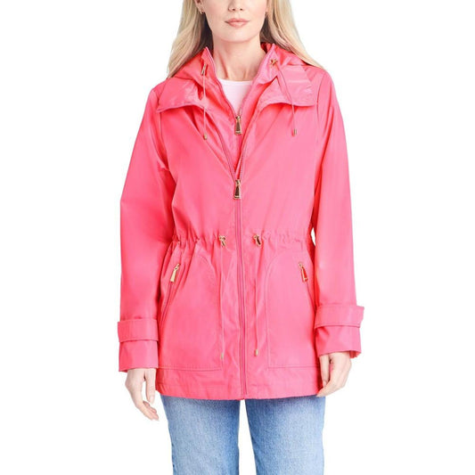 Women's Short Anorak with Hooded Bib Jacket