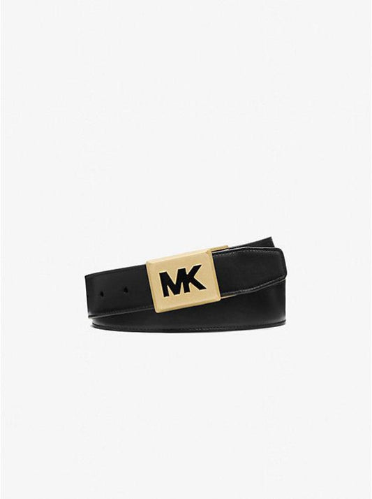 Leather Logo-Buckle Belt