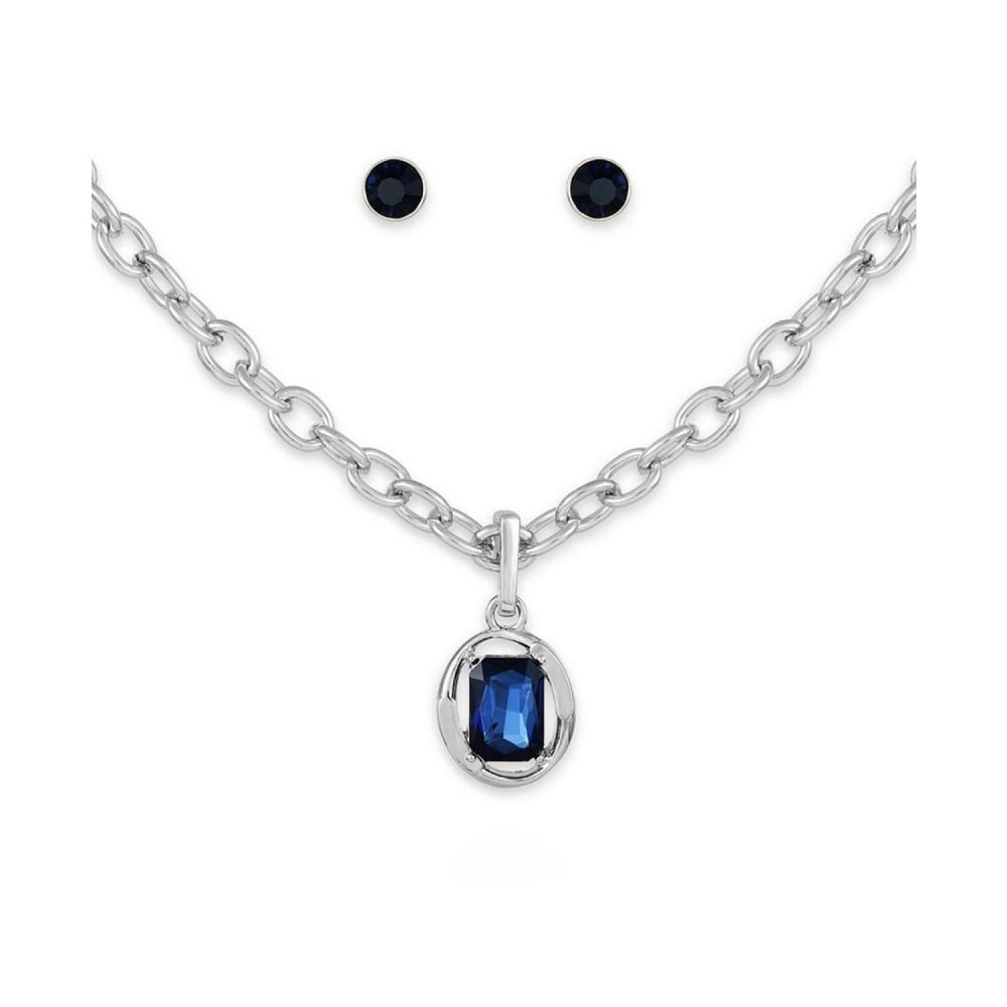 Crystal Orbital Stone Pendant Necklace & Stud Earrings Gift Set