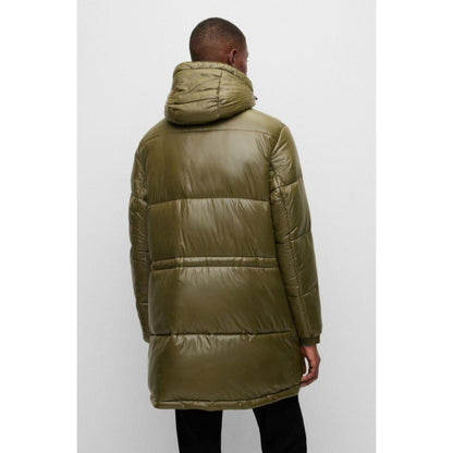 Water-repellent padded jacket with logo patch
