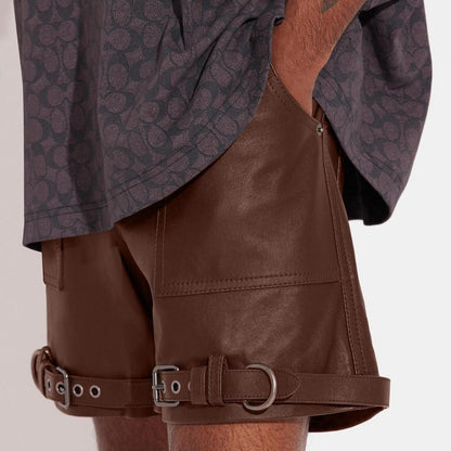 Coach Outlet Distressed Leather Shorts