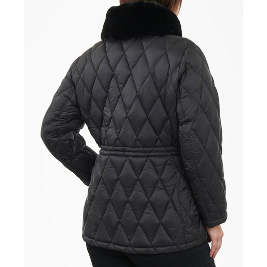 Women's Plus Size Quilted Faux-Fur-Collar Anorak Coat