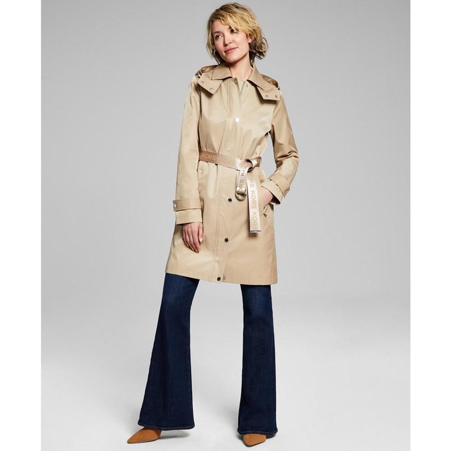 Women's Petite Hooded Belted Trench Coat, Created for Macy's